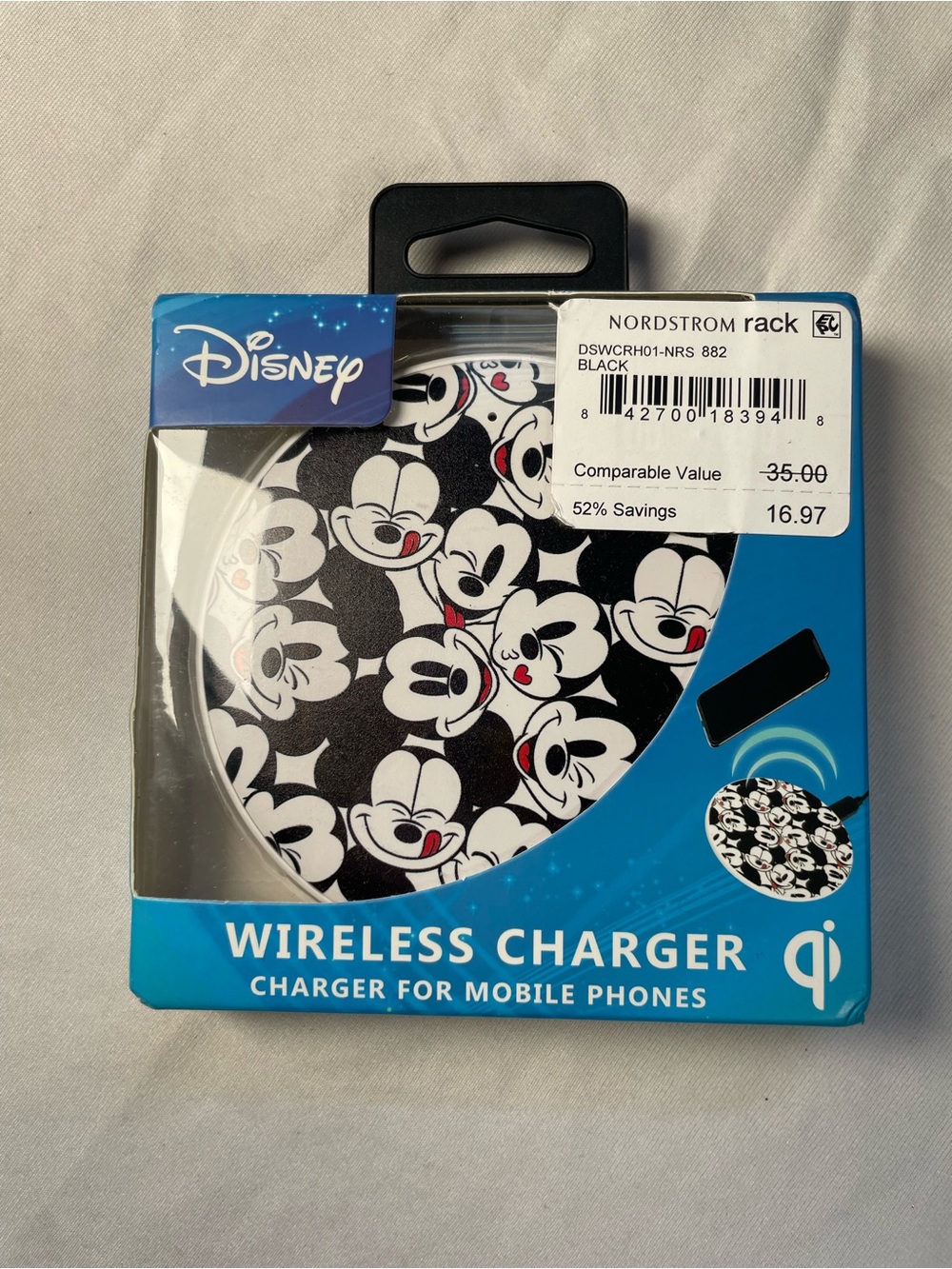 Disney Mickey Mouse Wireless Charger for Mobile Phones NEW In Sealed Box